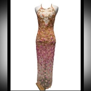 Versace Spring 2015 Beaded Embellished Pink Gown Dress Size 40 US 4